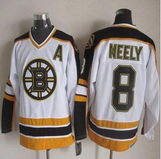 Boston Bruins #8 Cam Neely White-Black CCM Throwback Stitched NHL Jersey