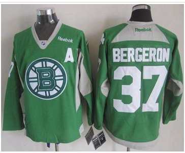 Boston Bruins #37 Patrice Bergeron Green St. Patrick's Day Practice Stitched NHL Jersey