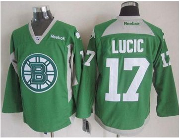 Boston Bruins #17 Milan Lucic Green St. Patrick's Day Practice Stitched NHL Jersey