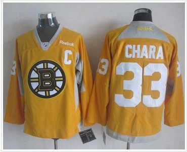 Boston Bruins #33 Zdeno Chara Yellow Practice Stitched NHL Jersey