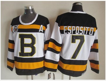 Boston Bruins #7 Phil Esposito 75 anniversary Stitched Black NHL Jersey