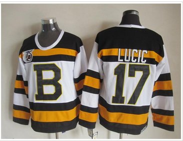 Boston Bruins #17 Milan Lucic 75 anniversary Stitched NHL Jersey
