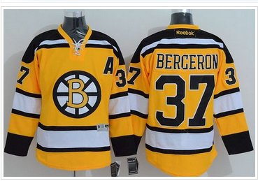 Boston Bruins #37 Patrice Bergeron Yellow Stitched NHL Jersey