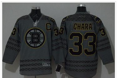 Boston Bruins #33 Zdeno Chara Charcoal Cross Check Fashion Stitched NHL Jersey