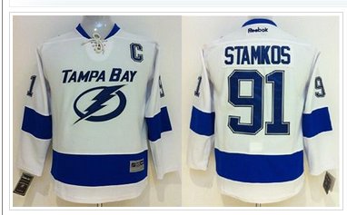 Youth NHL Tampa Bay Lightning #91 Steven Stamkos White Jersey