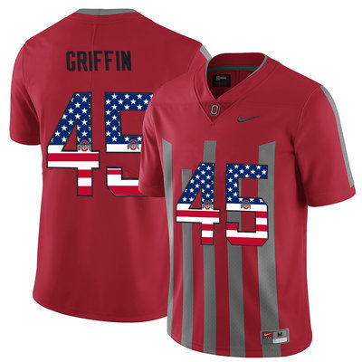 Ohio State Buckeyes 45 Archie Griffin Red USA Flag Alternate College Football Elite Jersey