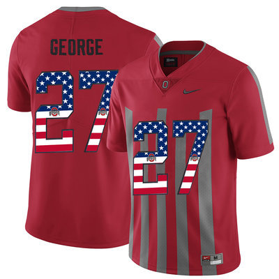 Ohio State Buckeyes 27 Eddie George Red USA Flag Alternate College Football Elite Jersey