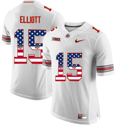 Ohio State Buckeyes 15 Ezekiel Elliott White USA Flag College Football Limited Jersey