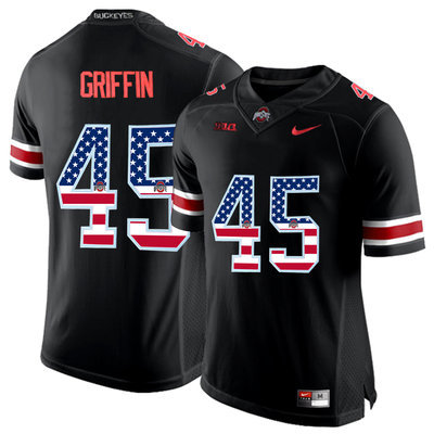 Ohio State Buckeyes 45 Archie Griffin Black USA Flag College Football Limited Jersey