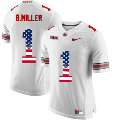 Ohio State Buckeyes 1 Braxton Miller White USA Flag College Football Limited Jersey