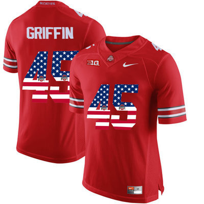 Ohio State Buckeyes 45 Archie Griffin Red USA Flag College Football Limited Jersey