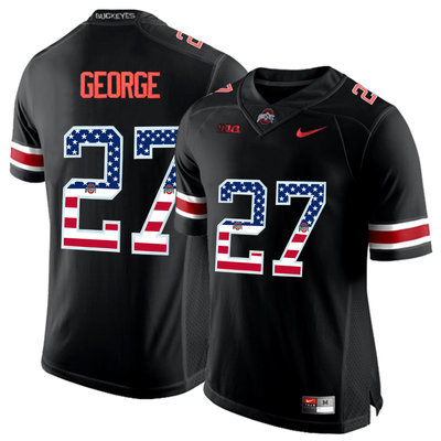 Ohio State Buckeyes 27 Eddie George Black USA Flag College Football Limited Jersey