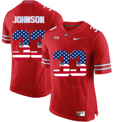 Ohio State Buckeyes 33 Pete Johnson Red USA Flag College Football Limited Jersey