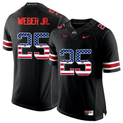 Ohio State Buckeyes 25 Mike Weber Black USA Flag College Football Limited Jersey