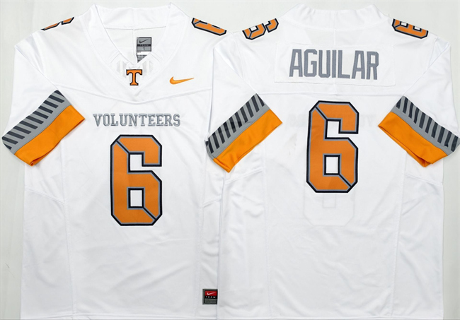 Men's Tennessee Volunteers #6 Joey Aguilar White 2025 F.U.S.E. Stitched Jersey 1