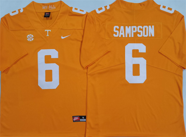 Men's Tennessee Volunteers #6 Dylan Sampson Orange Stitched Jersey Men's Tennessee Volunteers #6 Dylan Sampson Orange Stitched Jersey