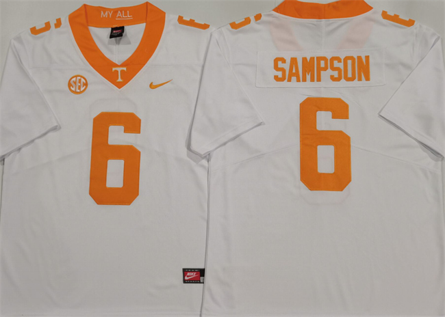 Men's Tennessee Volunteers #6 Dylan Sampson White Stitched Jersey Men's Tennessee Volunteers #6 Dylan Sampson White Stitched Jersey