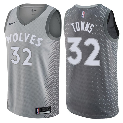 Nike Timberwolves #32 Karl-Anthony Towns Gray NBA Swingman City Edition Jersey