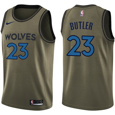 Nike Timberwolves #23 Jimmy Butler Green Salute to Service NBA Swingman Jersey