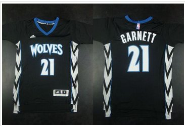 Minnesota Timberwolves #21 Kevin Garnett Black Alternate Stitched NBA Jersey
