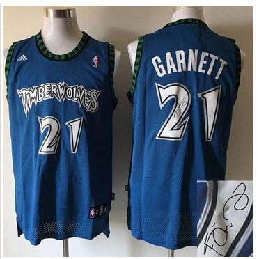 Minnesota Timberwolves #21 Kevin Garnett Blue Autographed Stitched NBA Jersey Minnesota Timberwolves #21 Kevin Garnett Blue Autographed Stitched NBA Jersey