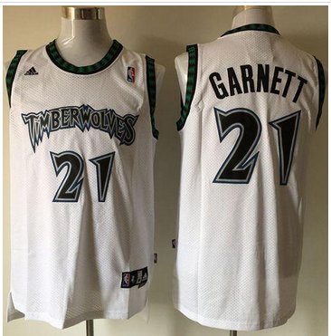 Minnesota Timberwolves #21 Retro Garnett White Stitched NBA Jersey