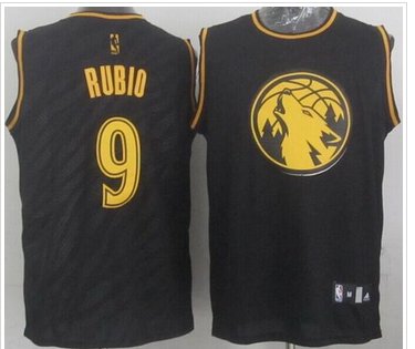 Minnesota Timberwolves #9 Ricky Rubio Black Precious Metals Fashion Stitched NBA Jersey