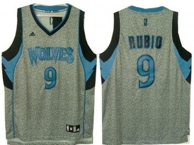 Minnesota Timberwolves 9 Ricky Rubio Grey Static Fashion Swingman NBA Jerseys