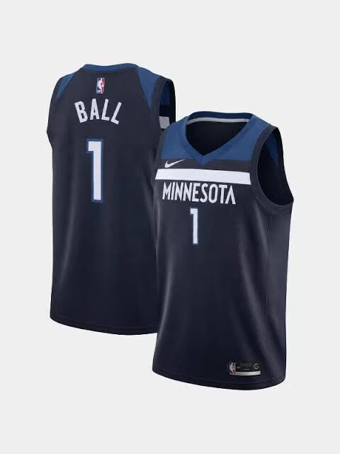 Men's Minnesota Timberwolves #1 Lamelo Ball Icon Edition Navy 75th Anniversary Swingman Stitched Jersey