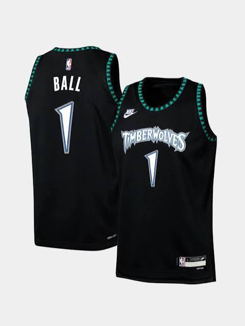 Men's Minnesota Timberwolves #1 Lamelo Ball Black 2025-26 Classic Edition Stitched jersey