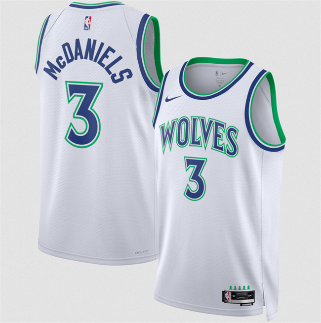 Men's Minnesota Timberwolves #3 Jaden McDaniels White 2026 27 Association Edition Stitched Basketball Jersey
