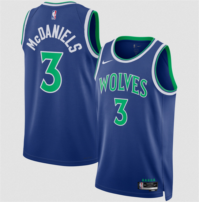 Men's Minnesota Timberwolves #3 Jaden McDaniels Blue 2026 27 Icon Edition Stitched Basketball Jersey