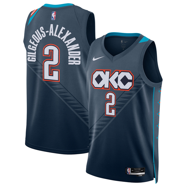 Men's Oklahoma City Thunder #2 Shai Gilgeous-Alexander Navy 2025 26 City Edition Stitched Basketball Jersey