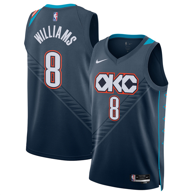 Men's Oklahoma City Thunder #8 Jalen Williams Navy 2025 26 City Edition Stitched Basketball Jersey