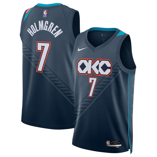 Men's Oklahoma City Thunder #7 Chet Holmgren Navy 2025 26 City Edition Stitched Basketball Jersey