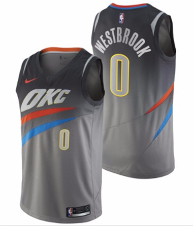 Nike Thunder #0 Russell Westbrook Anthracite City Edition Swingman Jersey Nike Thunder #0 Russell Westbrook Anthracite City Edition Swingman Jersey