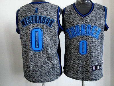 nba oklahoma city thunder #0 westbrook grey(static fashion swingman)
