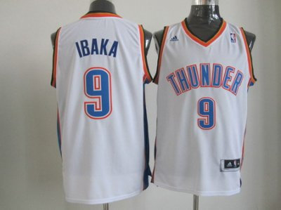 Oklahoma City Thunder 9# Serge Ibaka White Swingman NBA Jerseys