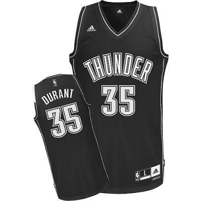 Oklahoma City Thunder Black & White 35# Kevin Durant Black Swingman adidas Jerseys