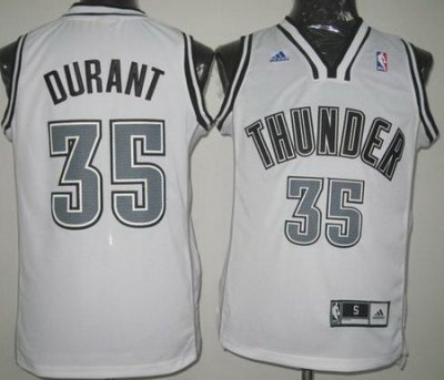 Oklahoma City Thunder #35 Kevin Durant White Revolution 30 Swingman Jersey Silver Number