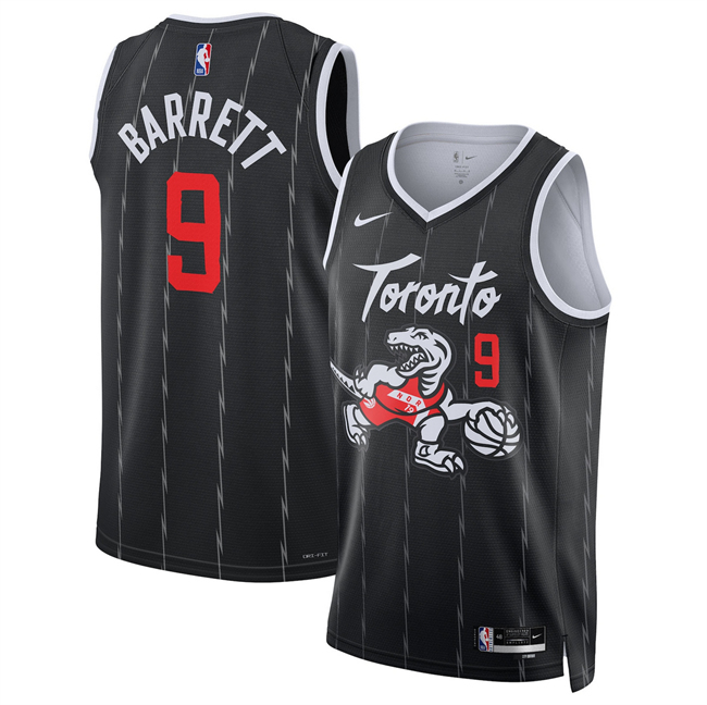 Men's Toronto Raptors #9 RJ Barrett Black 2025 26 City Edition Stitched Basketball Jersey