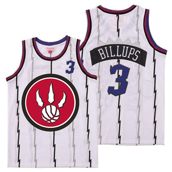 Raptors 3 Chauncey Billups White Red Big Logo Retro Jersey 3
