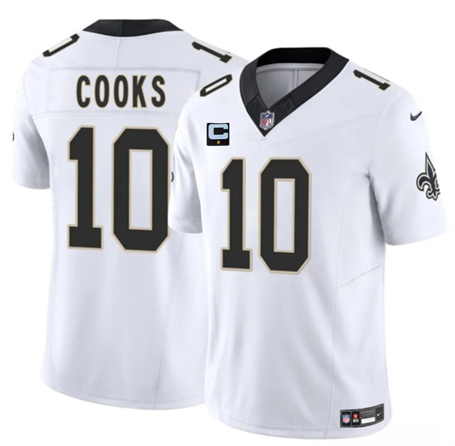 Men's New Orleans Saints #10 Brandin Cooks White 2025 F.U.S.E With 1-Star C Patch Vapor Limited Stitched Football Jersey Men's New Orleans Saints #10 Brandin Cooks White 2025 F.U.S.E With 1-Star C Patch Vapor Limited Stitched Football Jersey