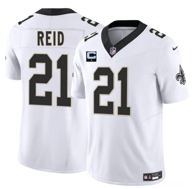 Men's New Orleans Saints #21 Justin Reid White 2025 F.U.S.E With 1-Star C Patch Vapor Limited Stitched Football Jersey Men's New Orleans Saints #21 Justin Reid White 2025 F.U.S.E With 1-Star C Patch Vapor Limited Stitched Football Jersey