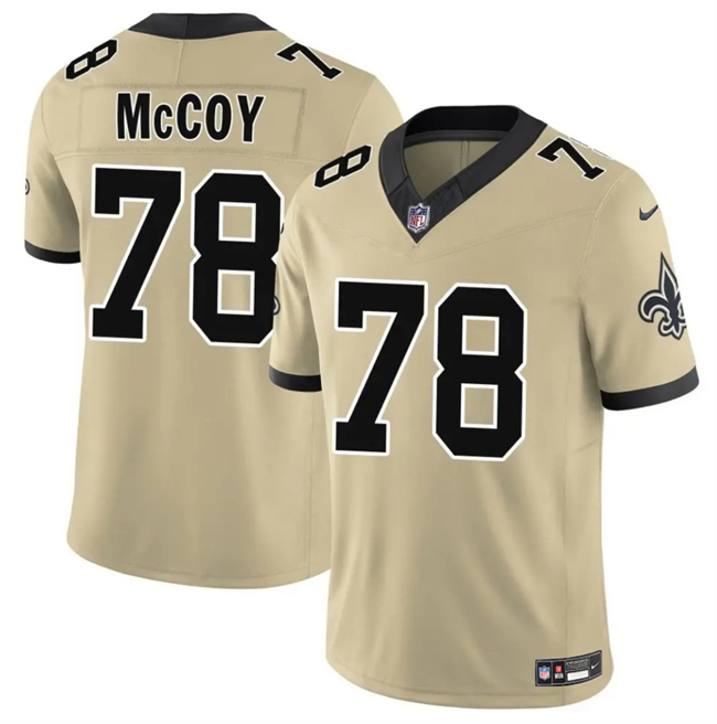 Men's New Orleans Saints #78 Erik McCoy Gold 2025 F.U.S.E. Alternate Vapor Limited Stitched Football Jersey Men's New Orleans Saints #78 Erik McCoy Gold 2025 F.U.S.E. Alternate Vapor Limited Stitched Football Jersey