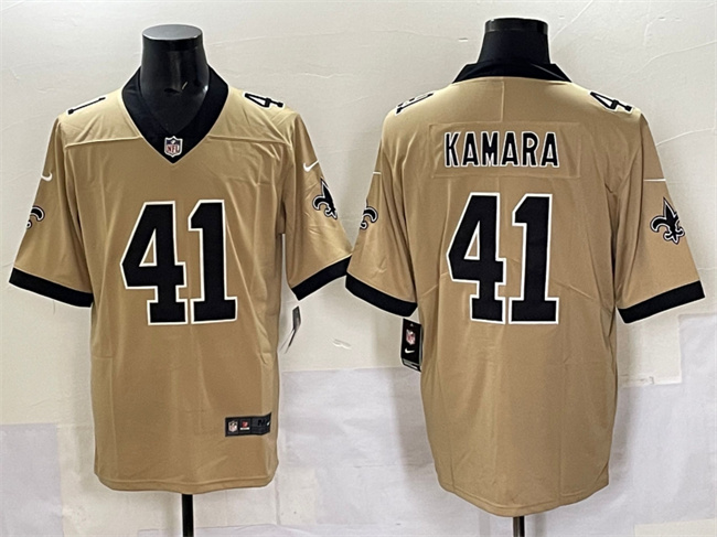 Men's New Orleans Saints #41 Alvin Kamara Gold Alternate Vapor Limited Stitched Football Jersey Men's New Orleans Saints #41 Alvin Kamara Gold Alternate Vapor Limited Stitched Football Jersey