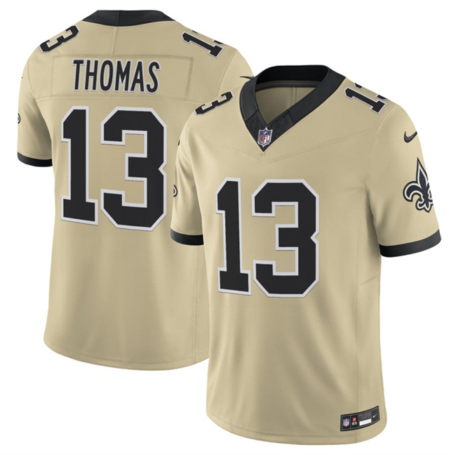 Men's New Orleans Saints #13 Michael Thomas Gold 2025 F.U.S.E. Alternate Vapor Limited Stitched Football Jersey Men's New Orleans Saints #13 Michael Thomas Gold 2025 F.U.S.E. Alternate Vapor Limited Stitched Football Jersey