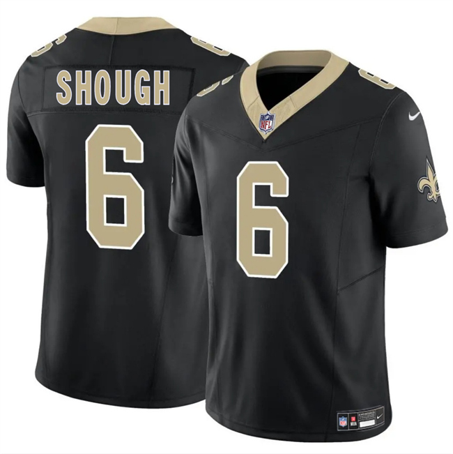 Men's New Orleans Saints #6 Tyler Shough Black 2025 Draft F.U.S.E Vapor Limited Stitched Football Jersey Men's New Orleans Saints #6 Tyler Shough Black 2025 Draft F.U.S.E Vapor Limited Stitched Football Jersey