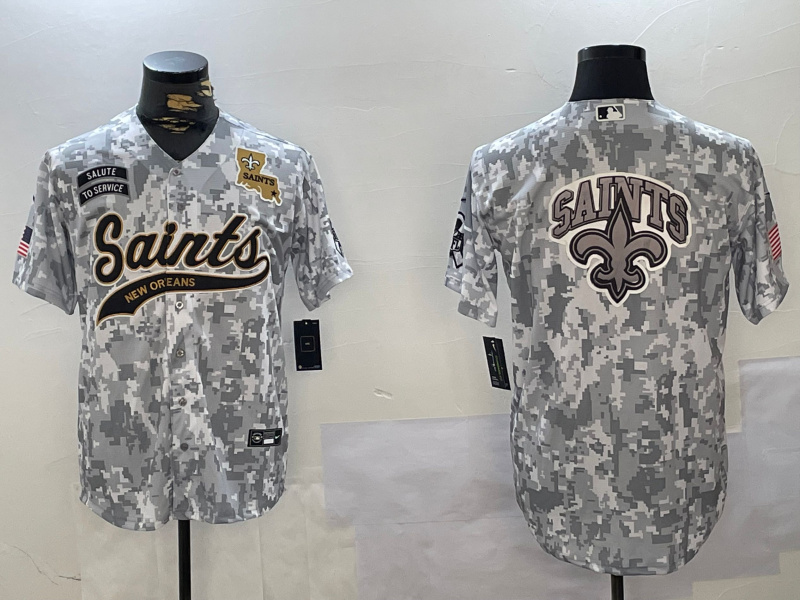 Men's New Orleans Saints Team Big Logo 2024 Arctic Camo Salute To Service Stitched Baseball Jersey 7 Men's New Orleans Saints Team Big Logo 2024 Arctic Camo Salute To Service Stitched Baseball Jersey 7