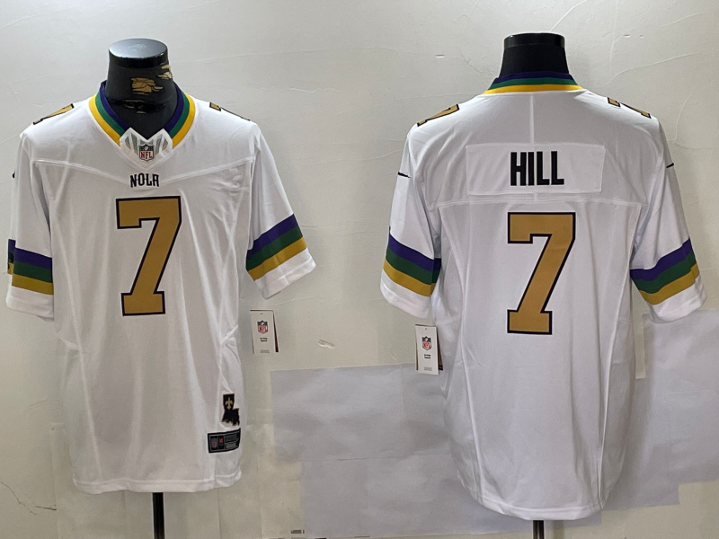 Men's New Orleans Saints #7 Taysom Hill White 2024 F.U.S.E. Vapor Limited Stitched Jersey 3 Men's New Orleans Saints #7 Taysom Hill White 2024 F.U.S.E. Vapor Limited Stitched Jersey 3